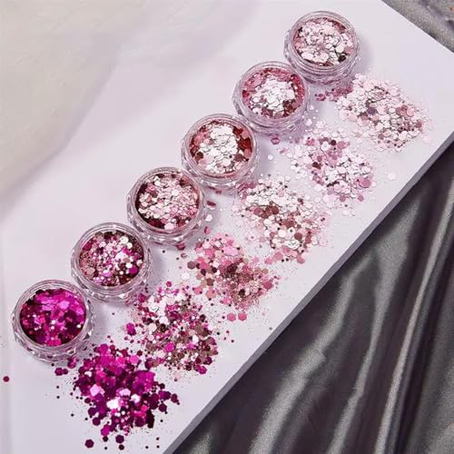 Roségold-Silber-Glitzerpulver-Pailletten, 3D-glitzernde Pailletten-Anhänger für DIY-Nagel-Epoxidharz-Kerzen-Maniküre-Dekoration-10 von ORGEFY