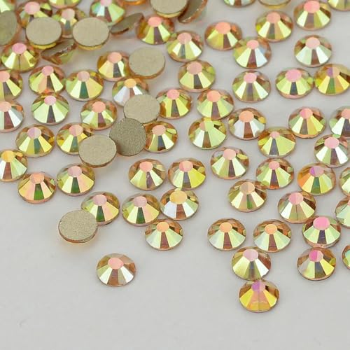 SS3-SS50 Metall-Sonnenlicht-Glas-Strass mit flacher Rückseite, Glitzer, Goldbasis, nicht Hotfix-Strass-Strasssteine für DIY-Bastelkleiderdekoration-Metall-Sonnenlicht-SS10-1440 Stück von ORGEFY