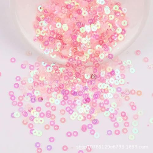 mm, 3 mm, 4 mm, flache, runde Pailletten, schillernde, transparente Bastel-Pailletten zum Selbernähen von Kleidungsstücken, AB Trans L Pink, 3 mm, 10 g, 3000 Stück von ORGEFY