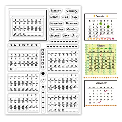 ORIGACH 2024 Kalender Transparenter Silikon Stempel Durchsichtige Silikon Stempel, für Urlaub Geburtstag Festival Kartenherstellung DIY Scrapbooking Journaling Album von ORIGACH