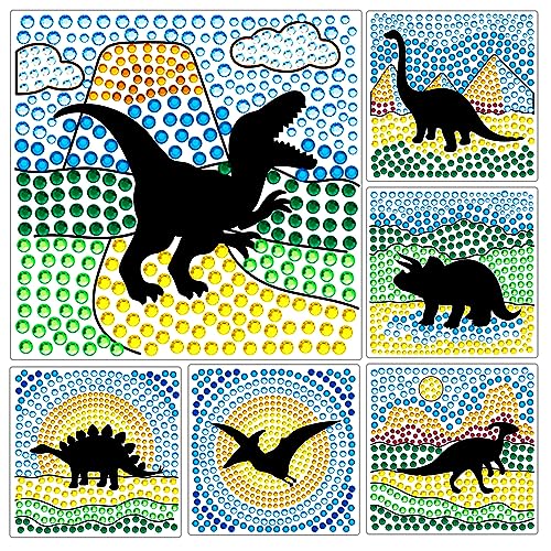 ORIGACH 6 Stück Dinosaurier Sonnenfänger Diamant-Malset DIY Sonnenfänger Fenster Bastelset für Anfänger DIY Sonnenfänger Diamant Malerei Kunsthandwerk Kits Geburtstagsgeschenk von ORIGACH