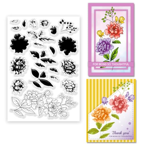 ORIGACH Blumen Silikonstempel Für Die Kartenherstellung Gummistempel Transparente Stempel Für Papierkarten Basteln Journaling Fotoalbum Dekoration Und DIY Scrapbooking von ORIGACH