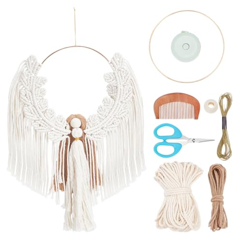 ORIGACH DIY Macrame Ätherische Engel Wandbehang Kit für Anfänger Erwachsene, Makramee Engel Flügel Wandteppich Set, Boho Makramee Engel Wandbehang Dekoration für Schlafzimmer Wohnzimmer von ORIGACH