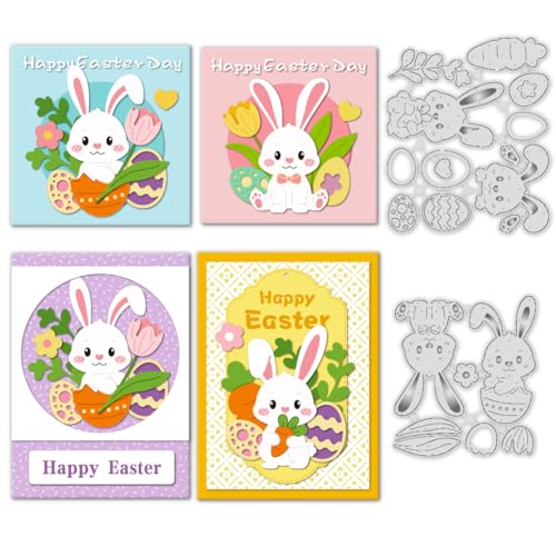 ORIGACH Frohe Ostern Stanzschablonen Hase Und Eiern Metall-Stanzformen für Die Kartenherstellung Scrapbooking Fotoalbum Handgefertigtes Geschenk von ORIGACH