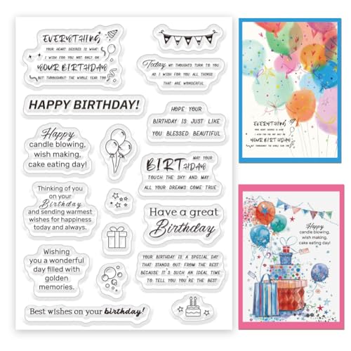 ORIGACH Geburtstag Silikonstempel Mit Happy Birthday Karten Gummistempel Transparente Stempel Für Papierkarten Basteln Journaling Fotoalbum Dekoration Und DIY Scrapbooking von ORIGACH