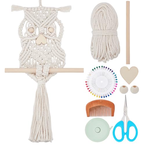 ORIGACH Makramee Wandbehang Set für Anfänger, Makramee Eulen Wandteppich Kit Mit Anleitung Makramee Knüpf-Set Zum Basteln und Knüpfen Set für Boho Wandbehang Dekoration von ORIGACH