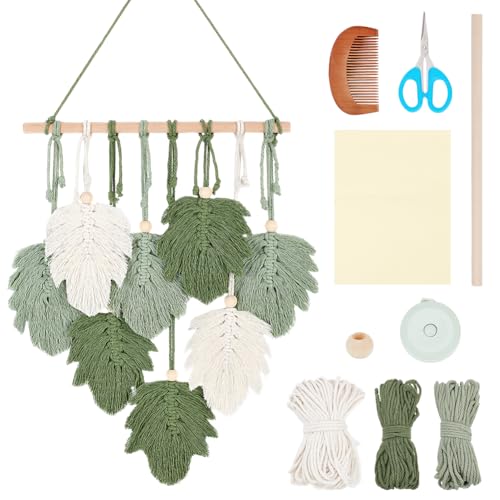 ORIGACH Makramee Wandbehang Set für Anfänger, Makramee Monstera Kit Mit Anleitung Makramee Knüpf-Set Zum Basteln und Knüpfen Set für Makramee Wandbehang Dekoration von ORIGACH