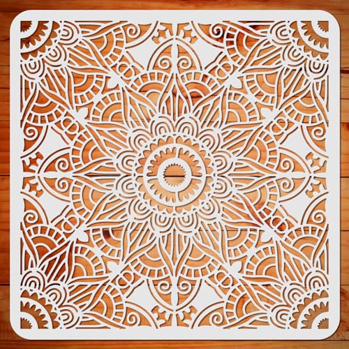 ORIGACH Mandala Schablonen, Malerei Schablone, Wiederverwendbare DIY-Bastelschablonen, Wand Malen Schablonen, Malschablone für Malerei Holz Wand Deko, 30×30 CM von ORIGACH