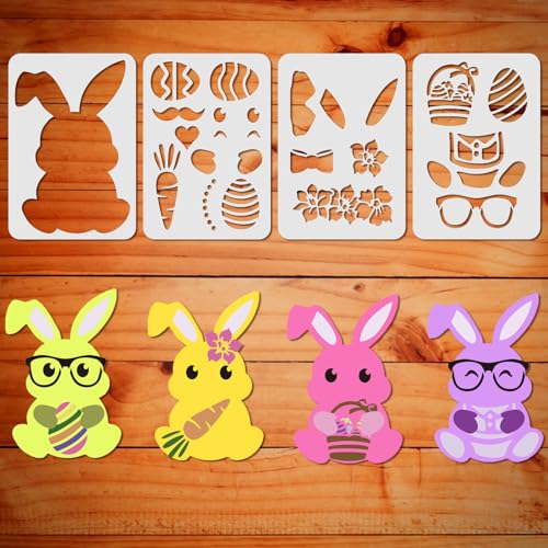 ORIGACH Osterhase Schablonen Set, Malerei Schablone, Wiederverwendbare DIY-Bastelschablonen, Wand Malen Schablonen, Malschablone für Malerei Holz Wand Deko, 30×30 CM von ORIGACH