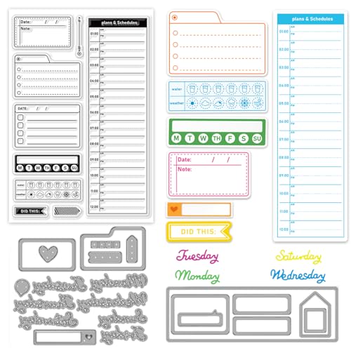 ORIGACH Plans and Schedules Stempel und Stanzformen für Kartengestaltung, Datum, Planung, klare Stempel und Stanzformen für Scrapbooking, DIY, Basteln, dekorativ von ORIGACH