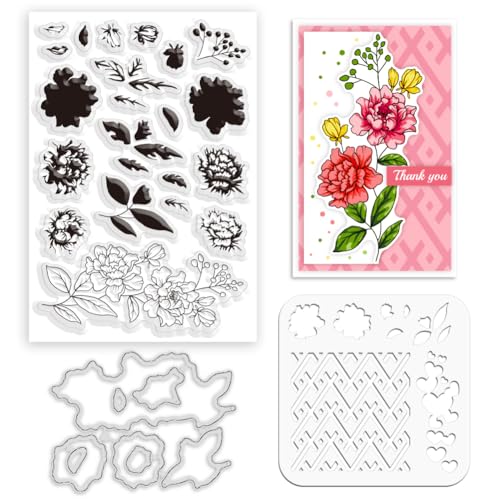 ORIGACH Schichtung Färbung Schablone Silikonstempel und Stanzformen Set Blumen Malen Schablonen Stempel und Stanzen Zur Kartengestaltung Für Papierkarten Fotoalbum Dekoration Und Scrapbooking von ORIGACH