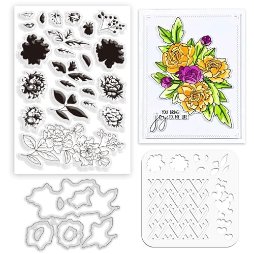 ORIGACH Schichtung Färbung Schablone Silikonstempel und Stanzformen Set Blumen Malen Schablonen Stempel und Stanzen Zur Kartengestaltung Für Papierkarten Fotoalbum Dekoration Und Scrapbooking von ORIGACH