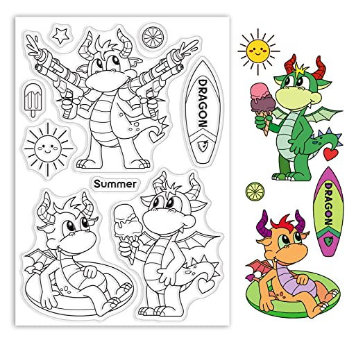 ORIGACH Sommer Drache Silikonstempel Silikondichtung Klarer Stempel für Kartenherstellung, Dekoration und DIY Scrapbooking von ORIGACH