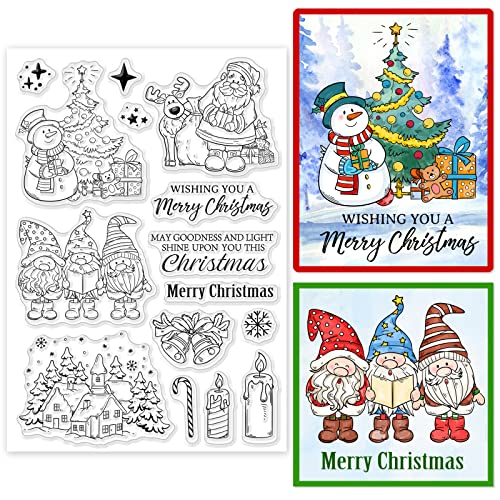 ORIGACH Weihnachtswichtel Clear Stamps, Merry Christmas Gnome Christmas Tree Reusable Silicone Stamps for Holiday Cards Making, DIY Scrapbooking, Photo Album Decorative, 6.3x4.3 inch von ORIGACH