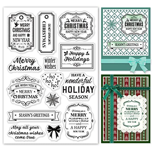 ORIGACH Wörter Thema Klare Stempel Weihnachten Feste Transparenter Stempel für Geburtstag Weihnachten Neujahr Kartenherstellung DIY Scrapbooking Journaling Album Dekoration von ORIGACH