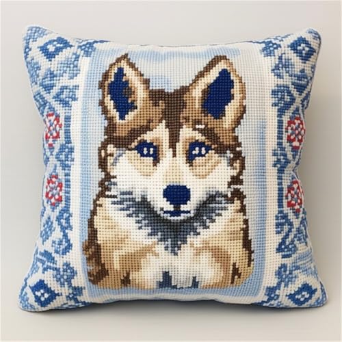 ORLUMY Diy Knüpfen Set Niedliche Tiere Knüpfhaken-Sets,Hundeportrait,Diy Knüpfhaken-Set,Knüpfhaken-Stickset,Häkel-Handarbeitsbasteln Mit Knüpfhaken-Werkzeug 43x43cm von ORLUMY