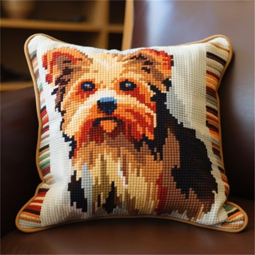 ORLUMY Diy Knüpfen Set Niedliche Tiere Knüpfhaken-Sets,Hundeportrait,Diy Knüpfhaken-Set,Knüpfhaken-Stickset,Häkel-Handarbeitsbasteln Mit Knüpfhaken-Werkzeug 43x43cm von ORLUMY