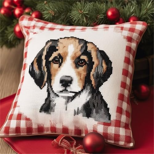 ORLUMY Diy Knüpfstern Set Niedliche Tiere Knüpfhaken-Sets Hundeportrait Diy Knüpfhaken-Sets Knüpfhaken-Set Hängende Handarbeit Kissenbezug Knüpfhaken Teppich-Set 43x43cm von ORLUMY