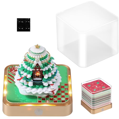 3D Kalender Abreißen 2025, 9x9x8cm 3D Notizblock Kalender 2025 mit Licht 284 Blätter Christmas Tree 3D Desk Calendar für Büro Schlafzimmer Schreibtisch (Grün) von OROMYO