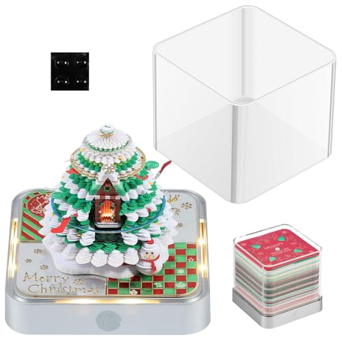 3D Kalender Abreißen 2025, 9x9x8cm 3D Notizblock Kalender 2025 mit Licht 284 Blätter Christmas Tree 3D Desk Calendar für Büro Schlafzimmer Schreibtisch (Silber) von OROMYO