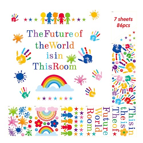 ORTAVA 86 Stück Wandsticker Kinderzimmer, Wandtattoo Kinderzimmer, Wall Stickers Kids Bedroom,Wandtattoo Regenbogen, Little Deco,Regenbogen Wandtattoo,Wandtattoo Regenbogen Kinderzimmer von ORTAVA