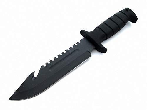 multifunktionales 29cm Black Bowie Messer - Seilcutter - Sägezahnrücken - Jagd - Survival - Outdoor - Camping - Angel - Überlebensmesser von OS4you