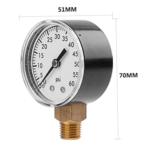 OSALADI 0 60 PSI Vakuummanometer Für Luftkompressor Präziser Druckmesser Für Wasser Ö Und Gas Vakuummessgerät Zur Druckprüfung Und Kontrolle von OSALADI