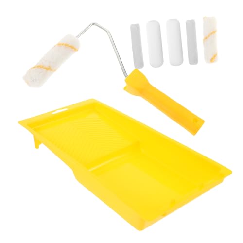 OSALADI 1 Satz Walzenbürsten-set Bausatz Handhaben Pad-maler Stofffarbroller Palette Farbstange Schwammrollen-set Kleine Rolle Farbroller Zum Streichen Von Wänden Malset Plastik Yellow von OSALADI