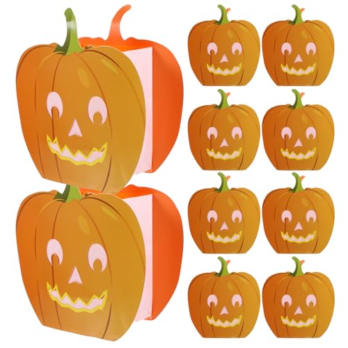 OSALADI 10 Stücke Papier Lichttüten Deko Kürbis Lichtertüten Kerzenhalter Candle Bags Jack O Lantern Kerzen Tüten für Halloween Tischdeko Herbstdeko Thanksgiving Herbst Dekoration von OSALADI