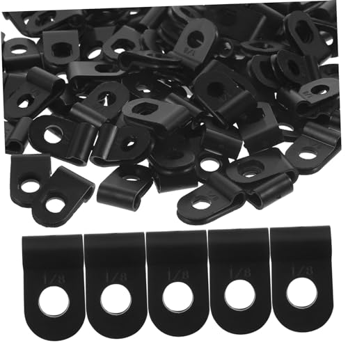 OSALADI 100St r-Klemme Kabelklemmen Drahtklemme Drahtklammern Kabelclips Lichtschlauchclips im Freien kabelschutz kabelbefestigung Clips für TV-Kabel Clips für Außenleuchten PVC Black von OSALADI