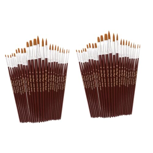 OSALADI 2 Sätze Nylon Haar Aquarells Tift Akrylfarbe Akryllackfarbe Streichen Zubehör Erpre Paint Brushes Palette Miniaturfarbe Malen Wohnung Pinsel Malwerkzeuge Kupferrohr 24 Stück * 2 von OSALADI