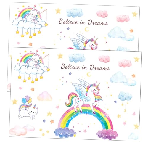 OSALADI 2 Sätze Wandtattoo Einhorn Die Fee Wandtattoo Spielzimmer Abziehbilder glühen kinderzimmer wanddeko wandpolsterung kinderzimmer aufkleber wandtattoo innenraum Wandtattoos PVC von OSALADI