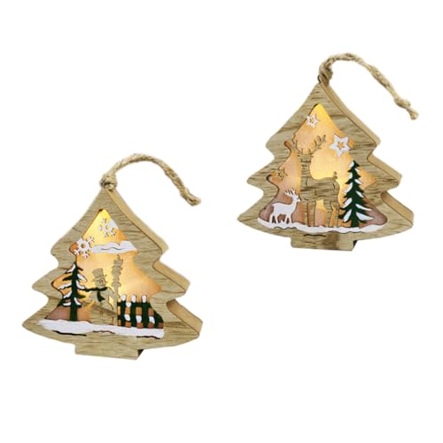 OSALADI 2st Weihnachtsbaum Nachtlicht Beleuchtete Weihnachtshäuser Weihnachtsnachtlampe Vorbeleuchtetes Weihnachtsdorf Led Leuchten Weihnachtsschmuck Esstisch Hölzern Partybedarf von OSALADI