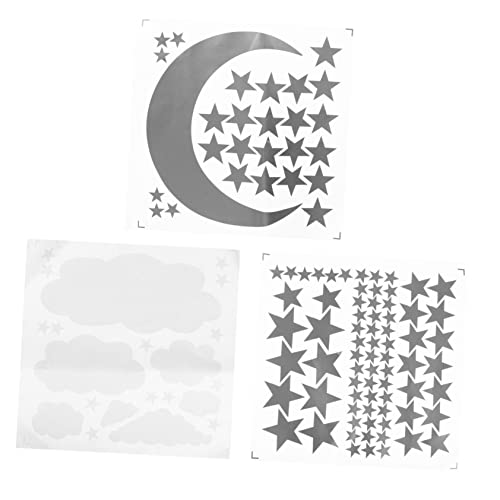 OSALADI 3 Blätter Stern Mond Wanda Kleber Mond Sterne Und Wolken Wandaufkleber Wanddekoration Wandtattoos Mond Sterne Wolke Wandbild Wanddeko Mädchenzimmer Solar- Wandkunst Pvc Silver von OSALADI