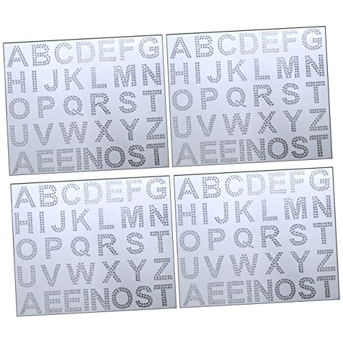 OSALADI 4 Bögen Alphabet Aufkleber Strass Kleber Diamant Buchstaben Aufkleber Glitzer Glitzer Aufkleber Stick Edelsteine Transparente Strasssteine Buchstaben Aufkleber Edelsteine von OSALADI