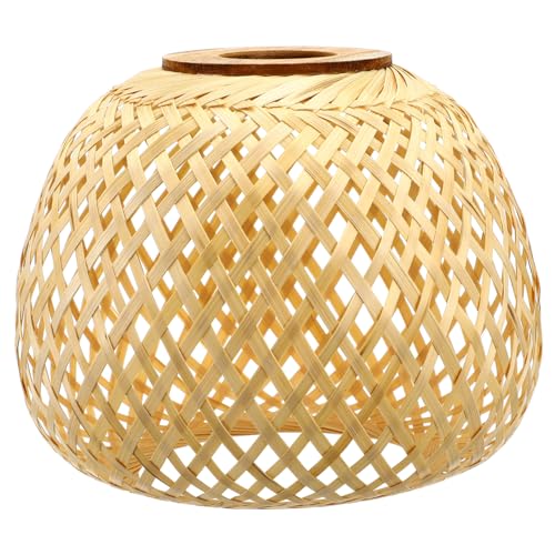 OSALADI Lampenschirm Aus Bambus Rattan-lichtschirm Kronleuchterschirm Rattan Lampenschirm Stehlampe Rattan Bambuszwiebelkäfig Geflochtener Lampenkäfigschutz Hängender Bohemien Bambus Weben von OSALADI