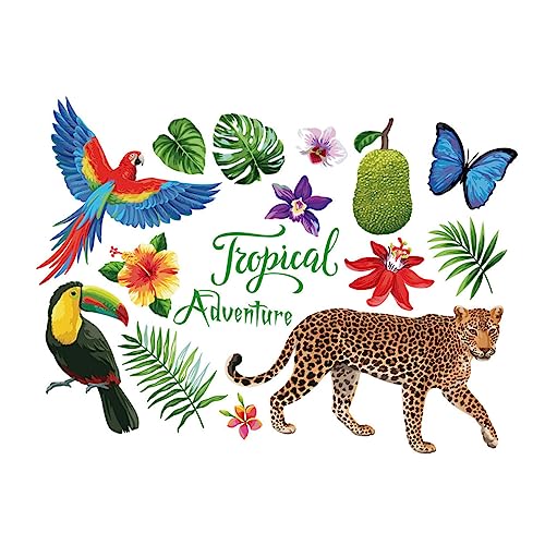 OSALADI Wandtattoo Kinderzimmer dschungelhelden the jungle wandverkleidung wandaufkleber Tropisch wand sticker elephant tischschoner unterlage adventure Hintergrund Tapeten Wandtattoos von OSALADI