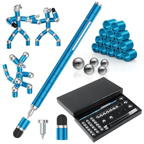 OSDUE Magnetischer Kugelschreiber,Schwarz Kugelschreiber, Lustig Multifunktions Magnetstift, Stressabbau Druckkugelschreiber für Junge Männer & Frauen (Blau) von OSDUE