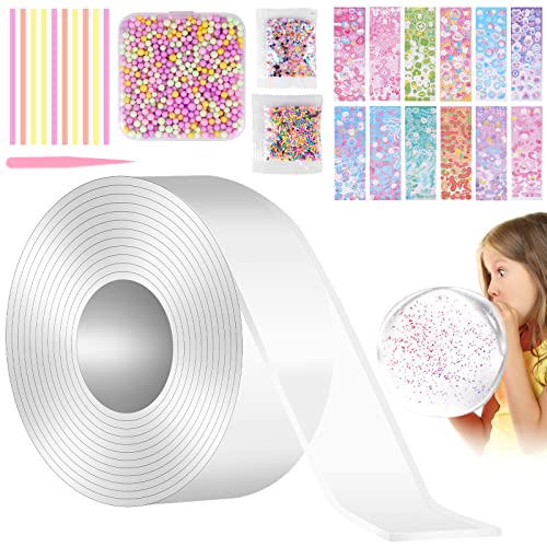 OSDUE Nano Tape Bubbles Kit, Magischer Kunststoff-Blasenballon, Doppelseitiges Klebeband DIY Craft Kit, für Kinder Mädchen Erwachsene Partygeschenke Geschenke Fidget Toy Craft (5cm-3M) von OSDUE