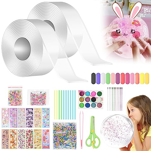 OSDUE Nano Tape Bubbles Kit, Magischer Kunststoff-Blasenballon, Doppelseitiges Klebeband DIY Craft Kit, für Kinder Mädchen Erwachsene Partygeschenke Geschenke Fidget Toy Craft (68 Stücke) von OSDUE