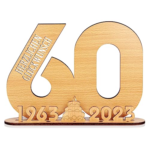 OSDUE Originelle 2023 Holz-Schild Gästebuch, 60 Geburtstag Geschenk fur Frau oder Mann, Holzschild Gästebuch, 60 Geburtstag Deko, Jubiläum, Personalisierbares Geschenk aus Holz von OSDUE