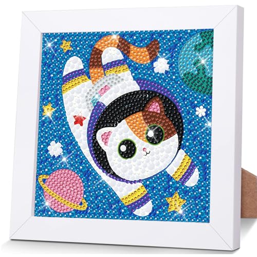 OSLEY Diamond Painting Kinder Set, 5D DIY Cartoon Diamant Painting Bilder, 15x15cm Leinwand und mit 18x18cm Bilderrahmen für Kinder und Mädchen, Erwachsene geeignet von OSLEY