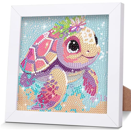 OSLEY Diamond Painting Kinder Set, 5D DIY Cartoon Diamant Painting Bilder, 15x15cm Leinwand und mit 18x18cm Bilderrahmen für Kinder und Mädchen, Erwachsene geeignet von OSLEY