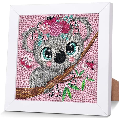 OSLEY Diamond Painting Kinder Set, 5D DIY Cartoon Diamant Painting Bilder, 15x15cm Leinwand und mit 18x18cm Bilderrahmen für Kinder und Mädchen, Erwachsene geeignet von OSLEY