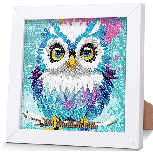 OSLEY Diamond Painting Kinder Set, 5D DIY Cartoon Diamant Painting Bilder, 15x15cm Leinwand und mit 18x18cm Bilderrahmen für Kinder und Mädchen, Erwachsene geeignet von OSLEY