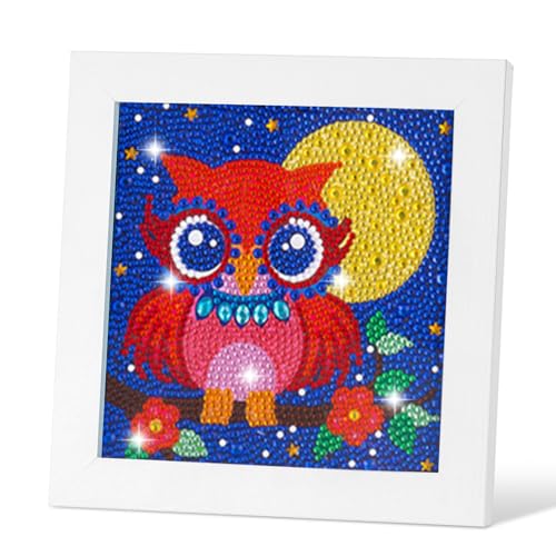 OSLEY Diamond Painting Kinder Set, 5D DIY Cartoon Diamant Painting Bilder, 15x15cm Leinwand und mit 18x18cm Bilderrahmen für Kinder und Mädchen, Erwachsene geeignet von OSLEY