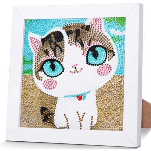 OSLEY Diamond Painting Kinder Set, 5D DIY Cartoon Diamant Painting Bilder, 15x15cm Leinwand und mit 18x18cm Bilderrahmen für Kinder und Mädchen, Erwachsene geeignet von OSLEY