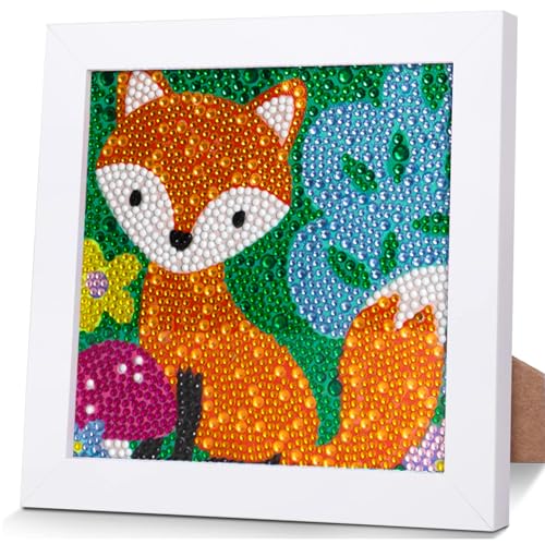 OSLEY Diamond Painting Kinder Set, 5D DIY Cartoon Diamant Painting Bilder, 15x15cm Leinwand und mit 18x18cm Bilderrahmen für Kinder und Mädchen, Erwachsene geeignet von OSLEY