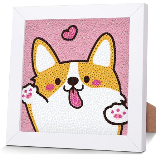 OSLEY Diamond Painting Kinder Set, 5D DIY Cartoon Diamant Painting Bilder, 15x15cm Leinwand und mit 18x18cm Bilderrahmen für Kinder und Mädchen, Erwachsene geeignet von OSLEY