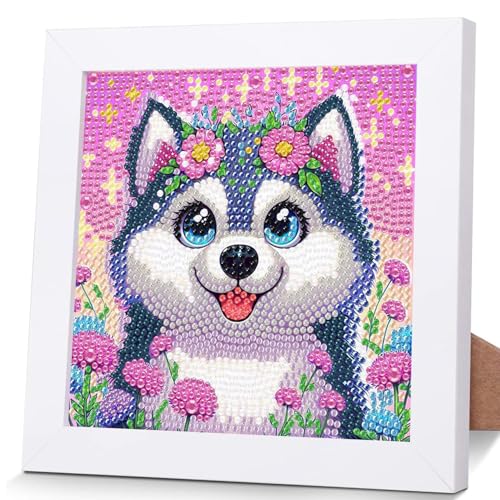 OSLEY Diamond Painting Kinder Set, 5D DIY Cartoon Diamant Painting Bilder, 15x15cm Leinwand und mit 18x18cm Bilderrahmen für Kinder und Mädchen, Erwachsene geeignet von OSLEY